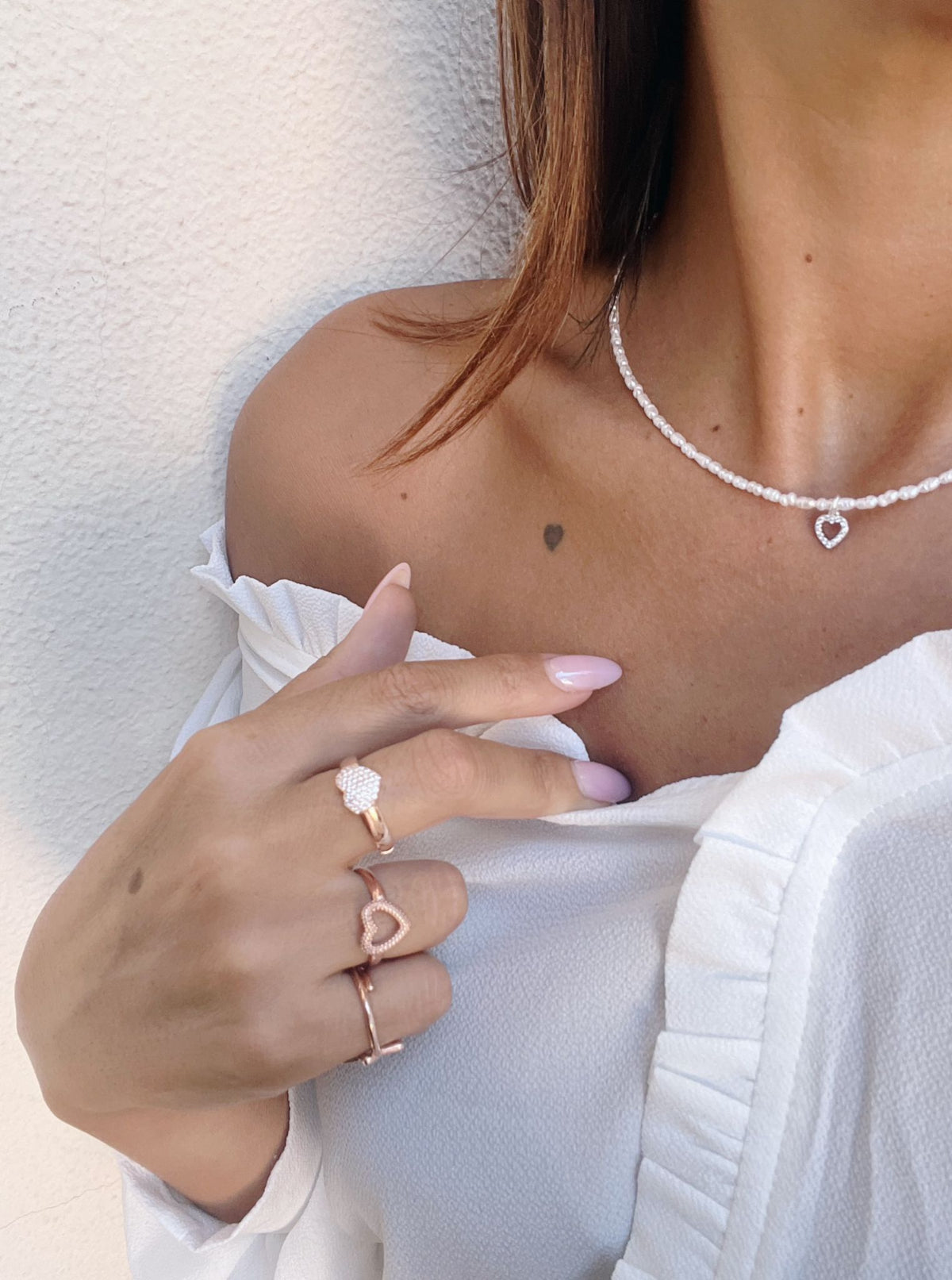 Collana micro perline di fiume allungate