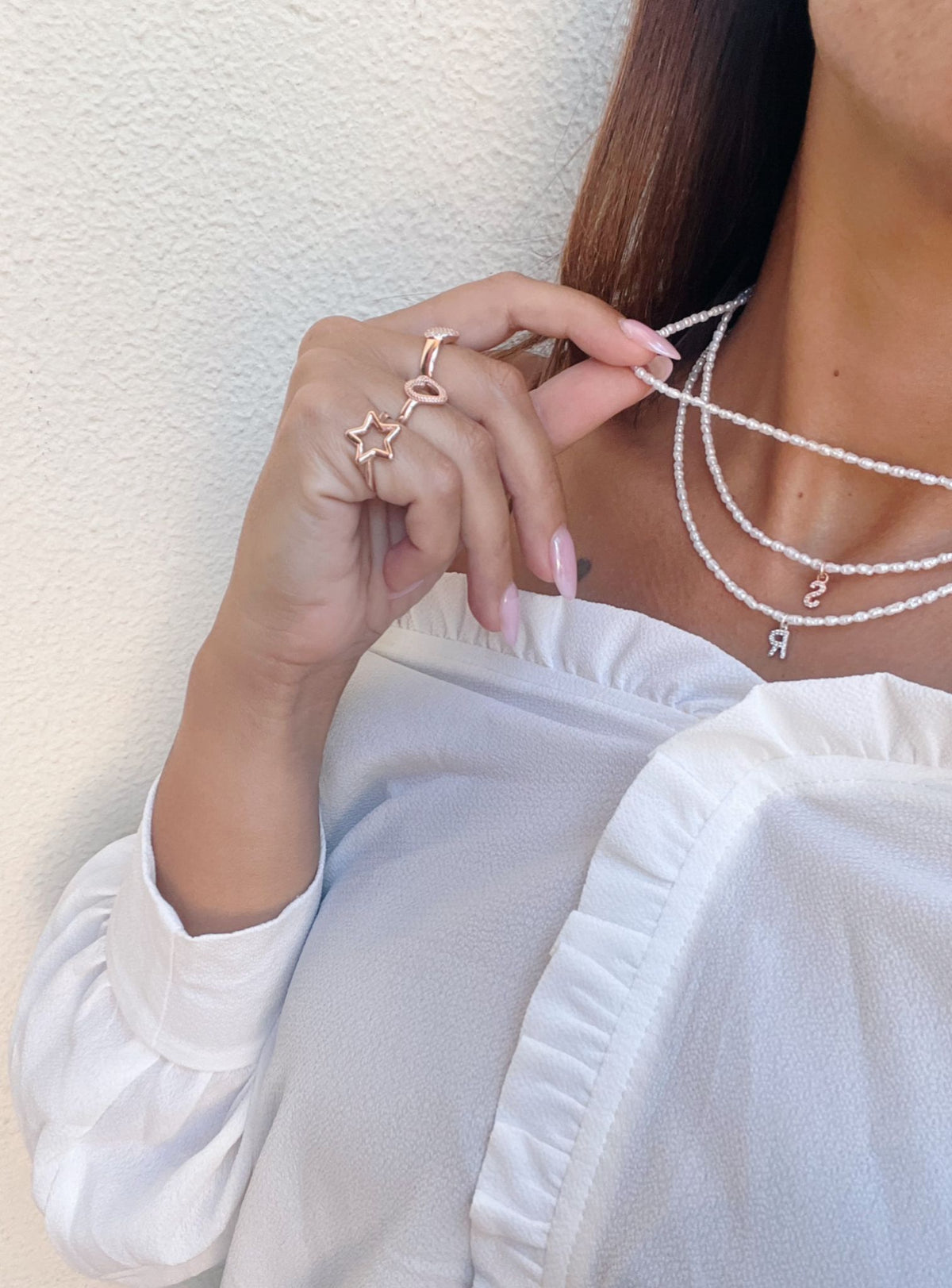 Collana micro perline di fiume allungate