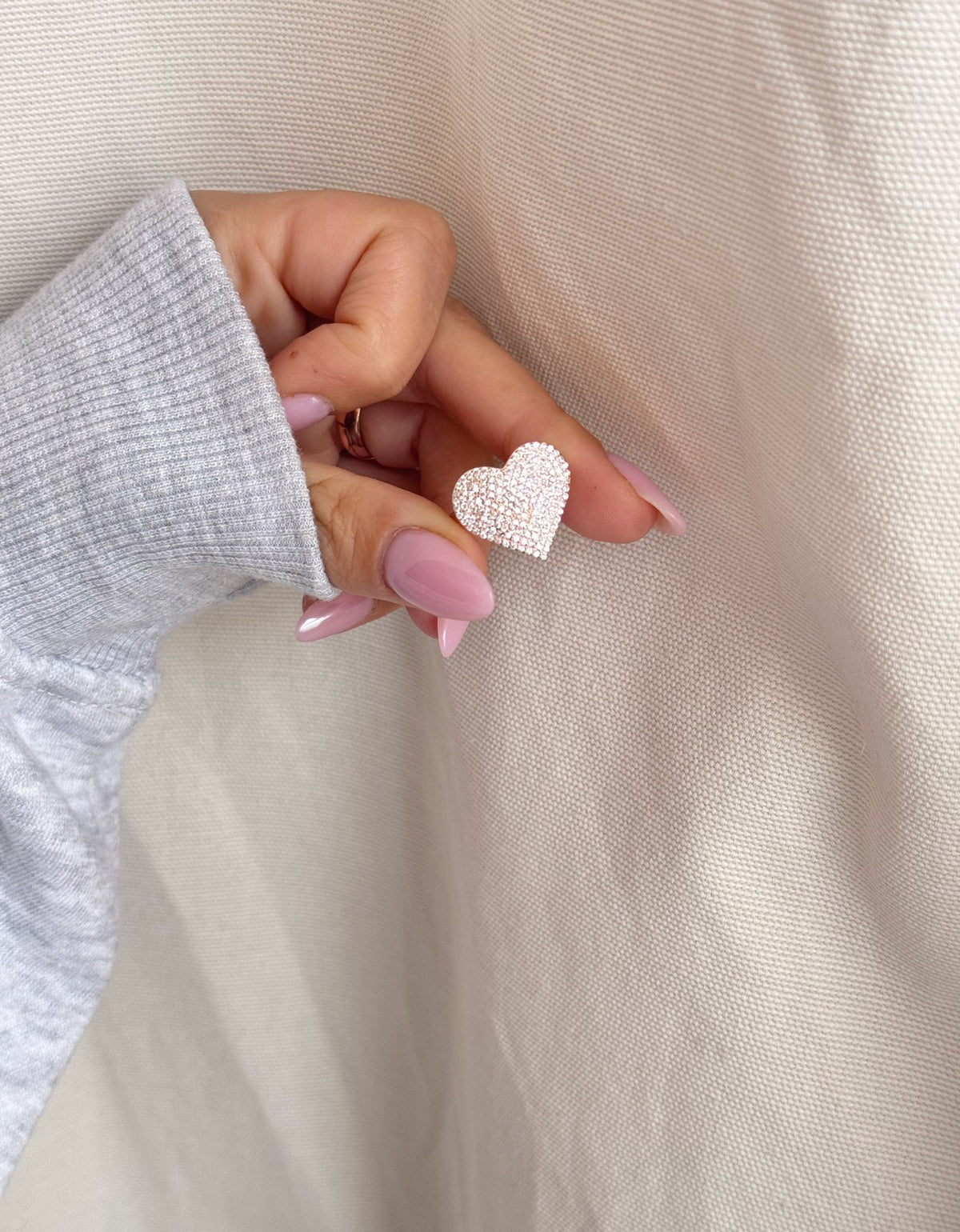 Anello cuore big diamantato