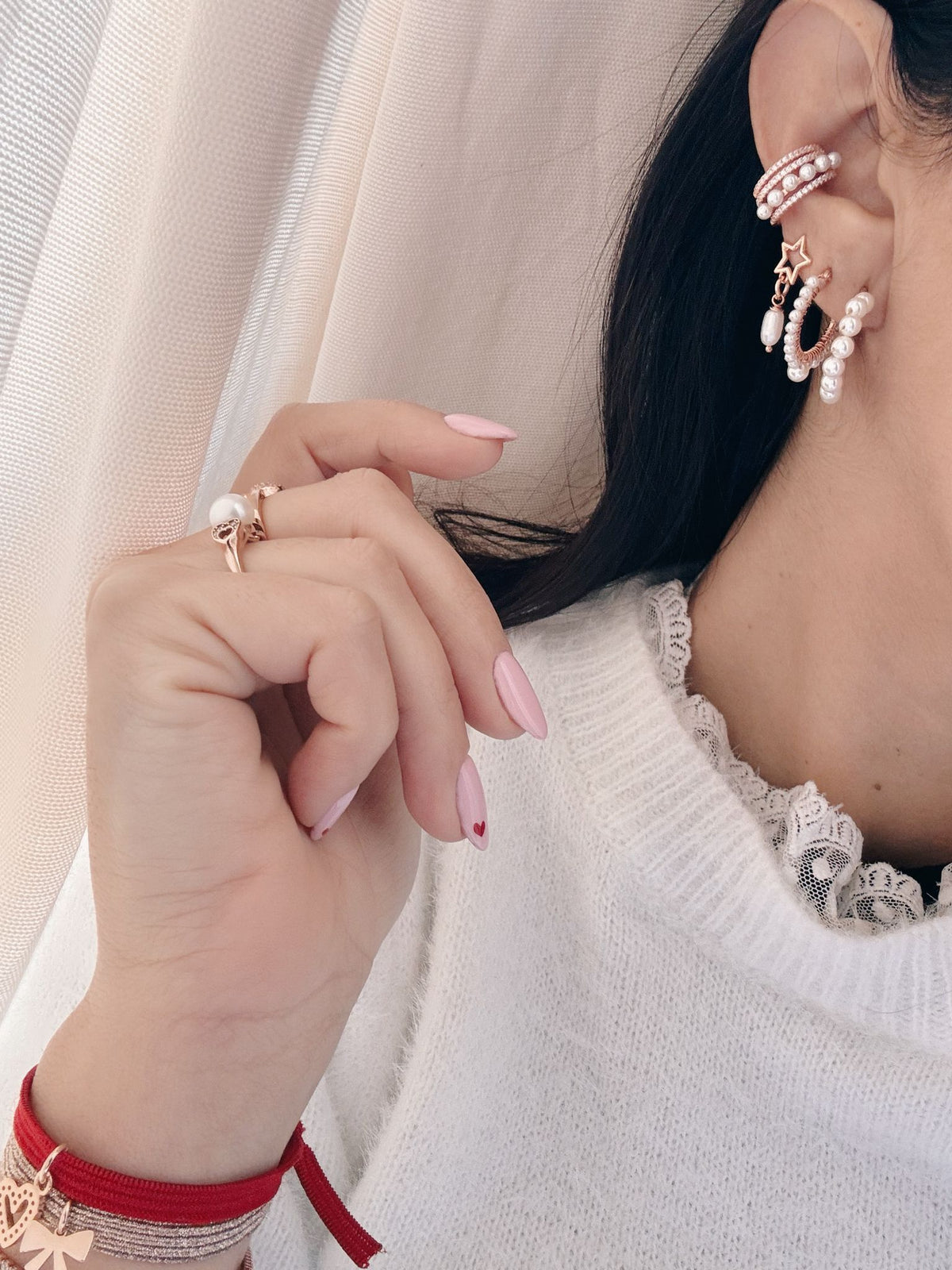 Ear cuff luxury zirconi e perle