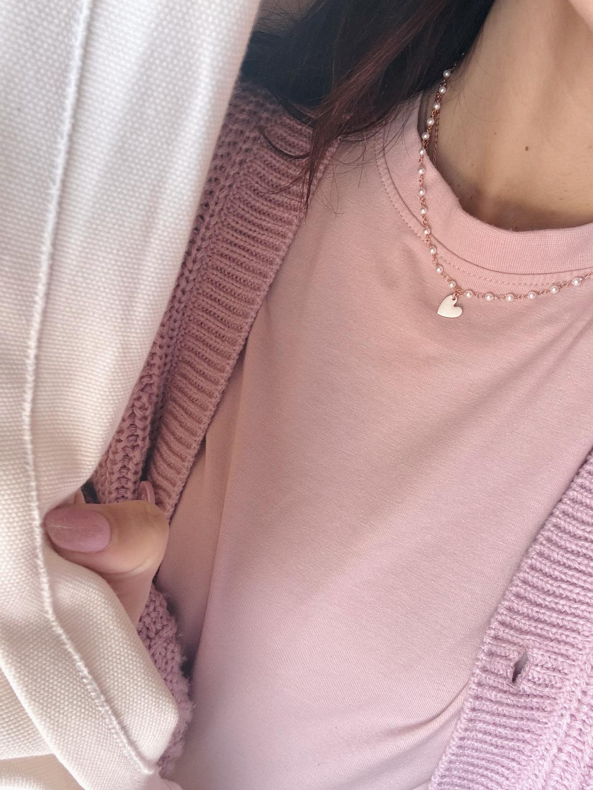 Collana perle fiume cuoricino smaltato