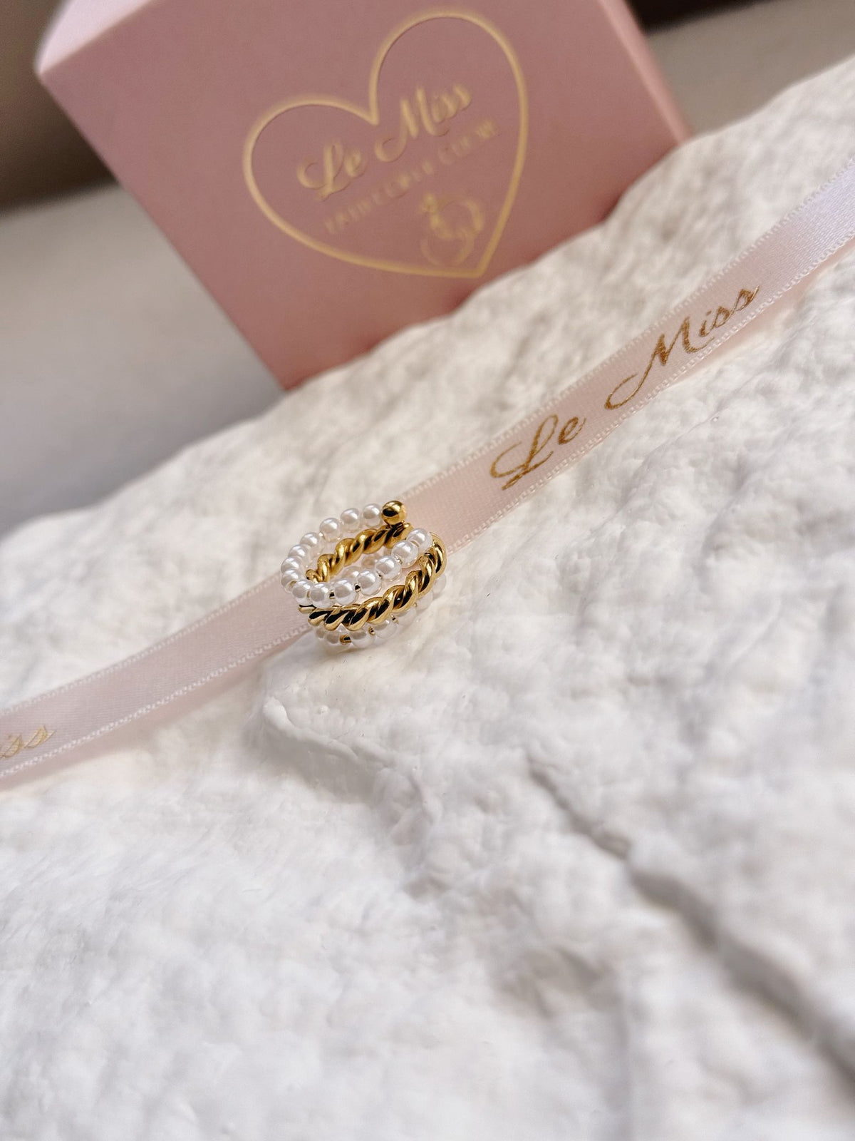 Ear cuff perle e intreccio