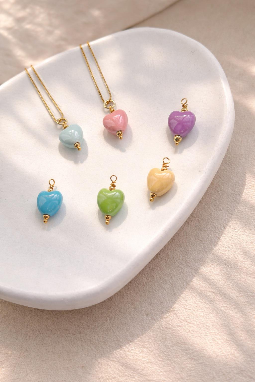 Collana cuore bombato smaltato