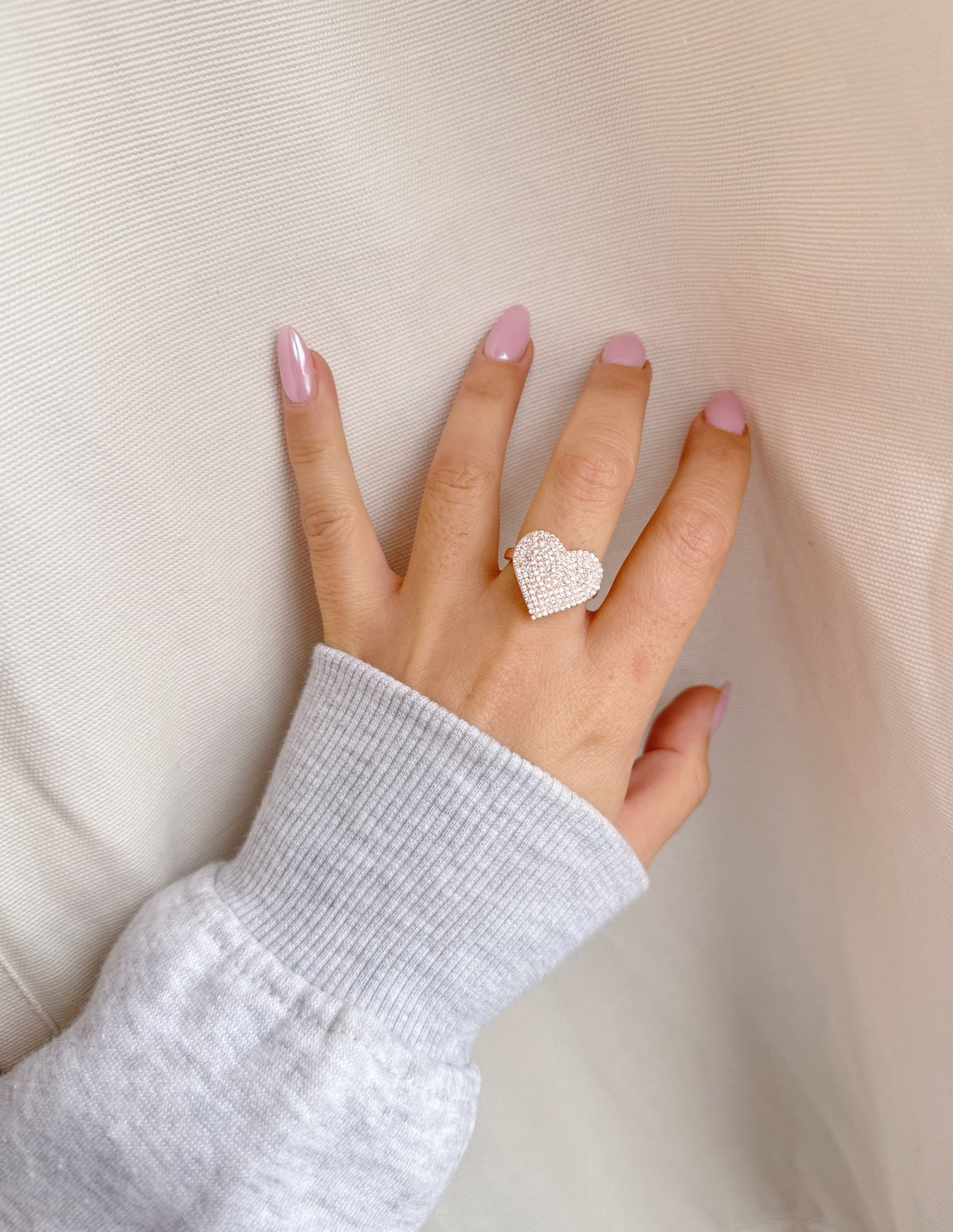 Anello cuore big diamantato