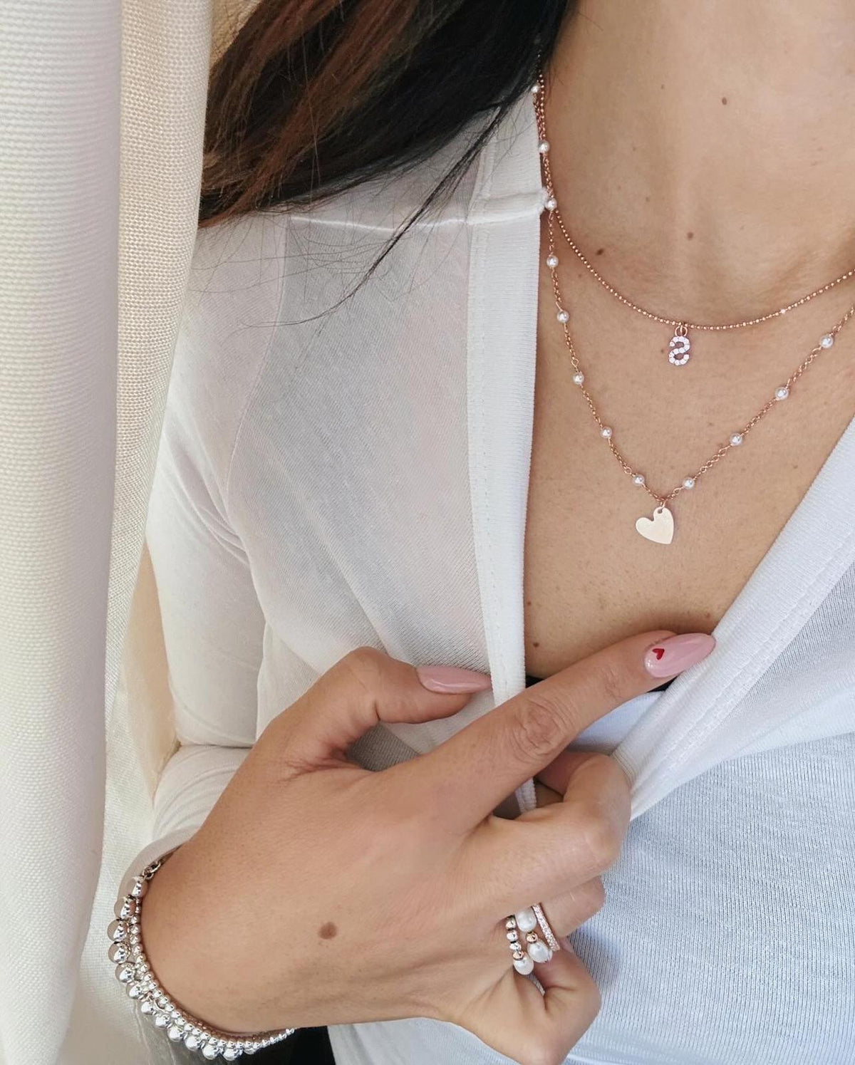 Collana doppio filo perla
