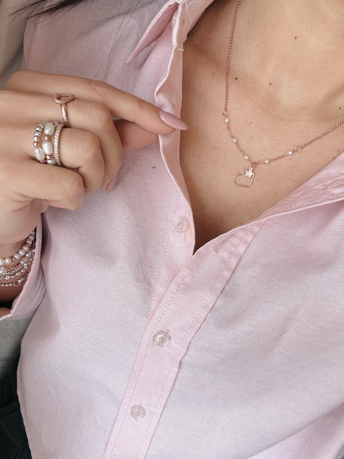 Collana maglia classica mix Rosario Cuore filo small e stella