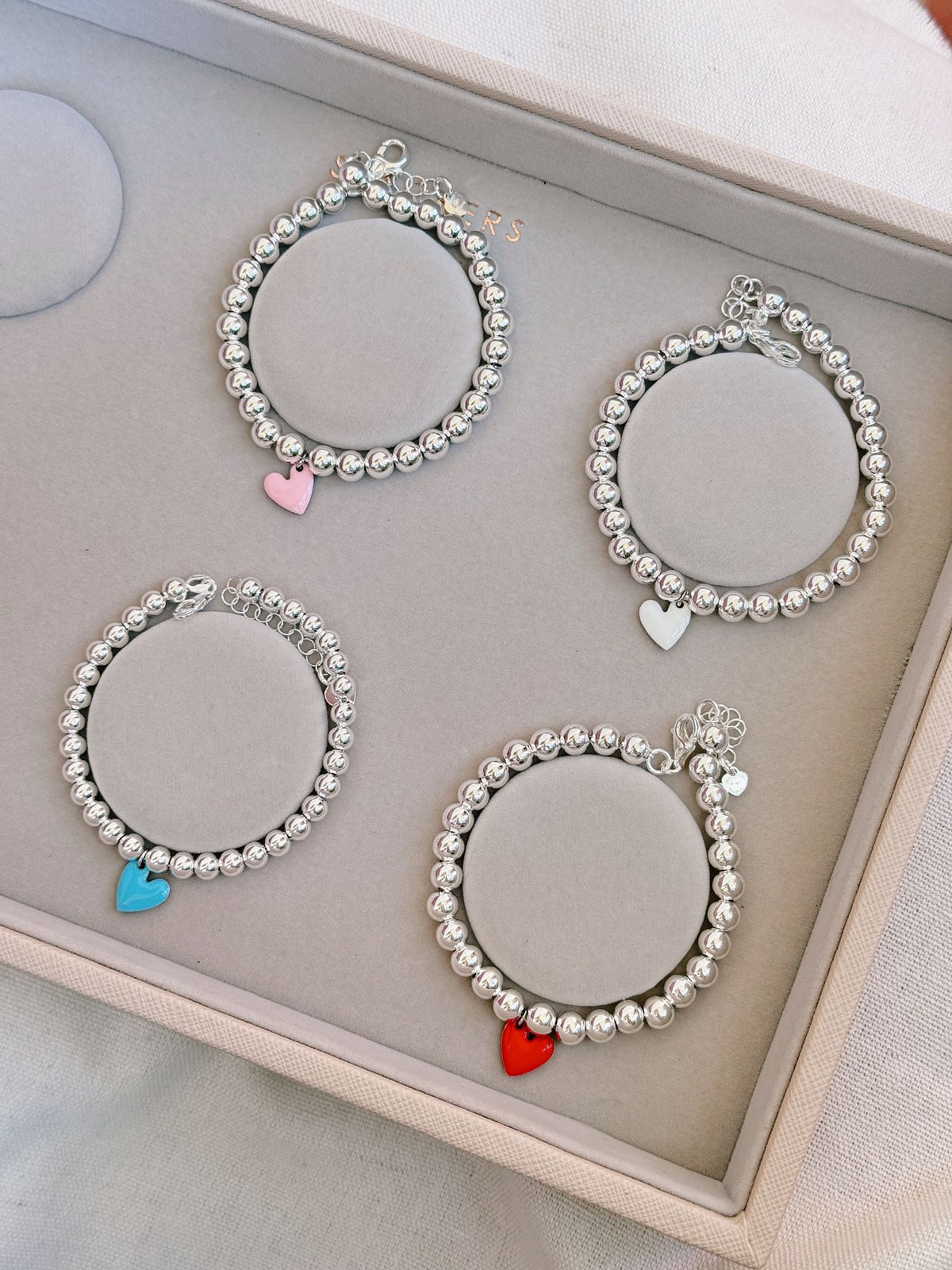 Bracciali sfere cuore obliquo smaltato