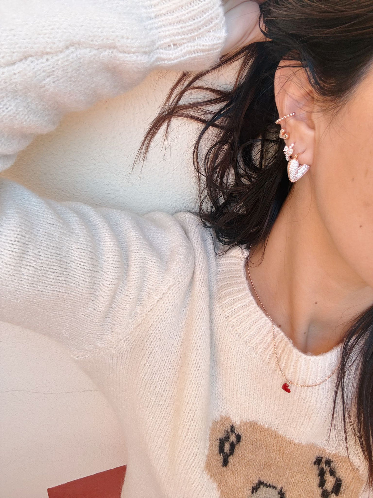 Orecchini cuori big diamantati