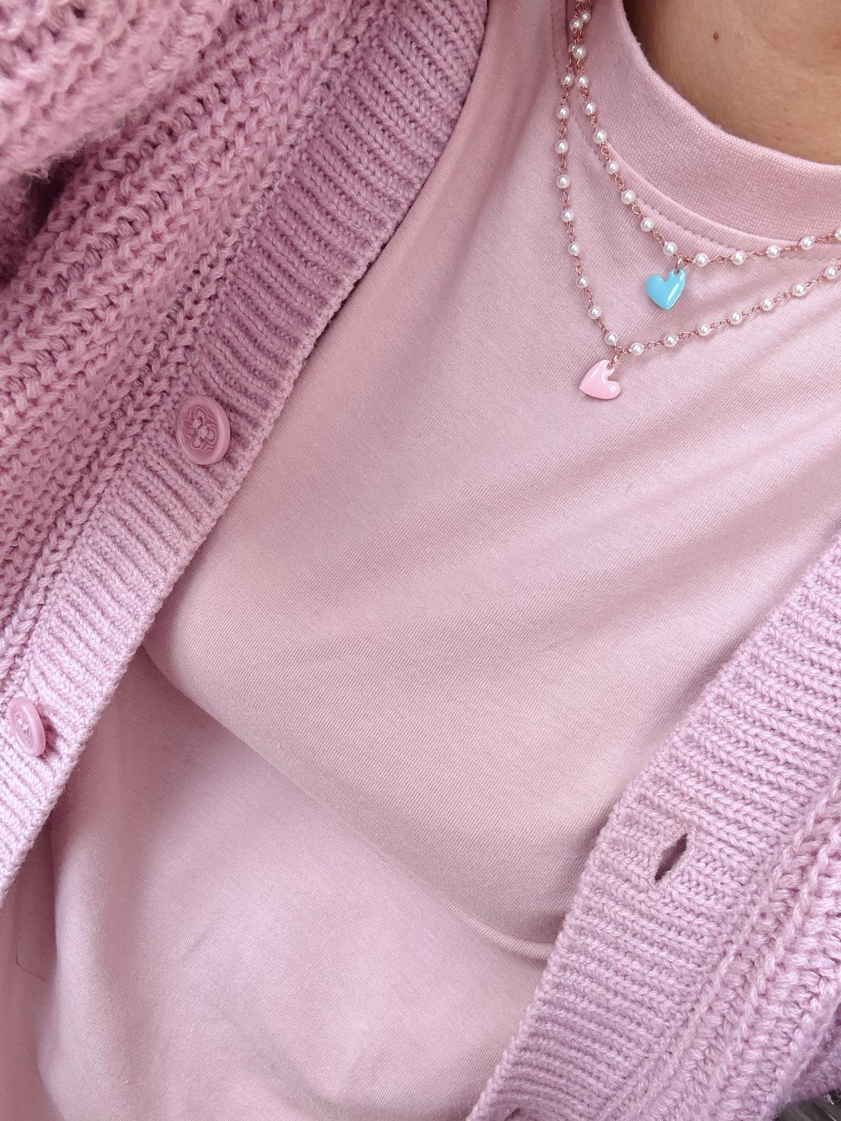 Collana perle fiume cuoricino smaltato