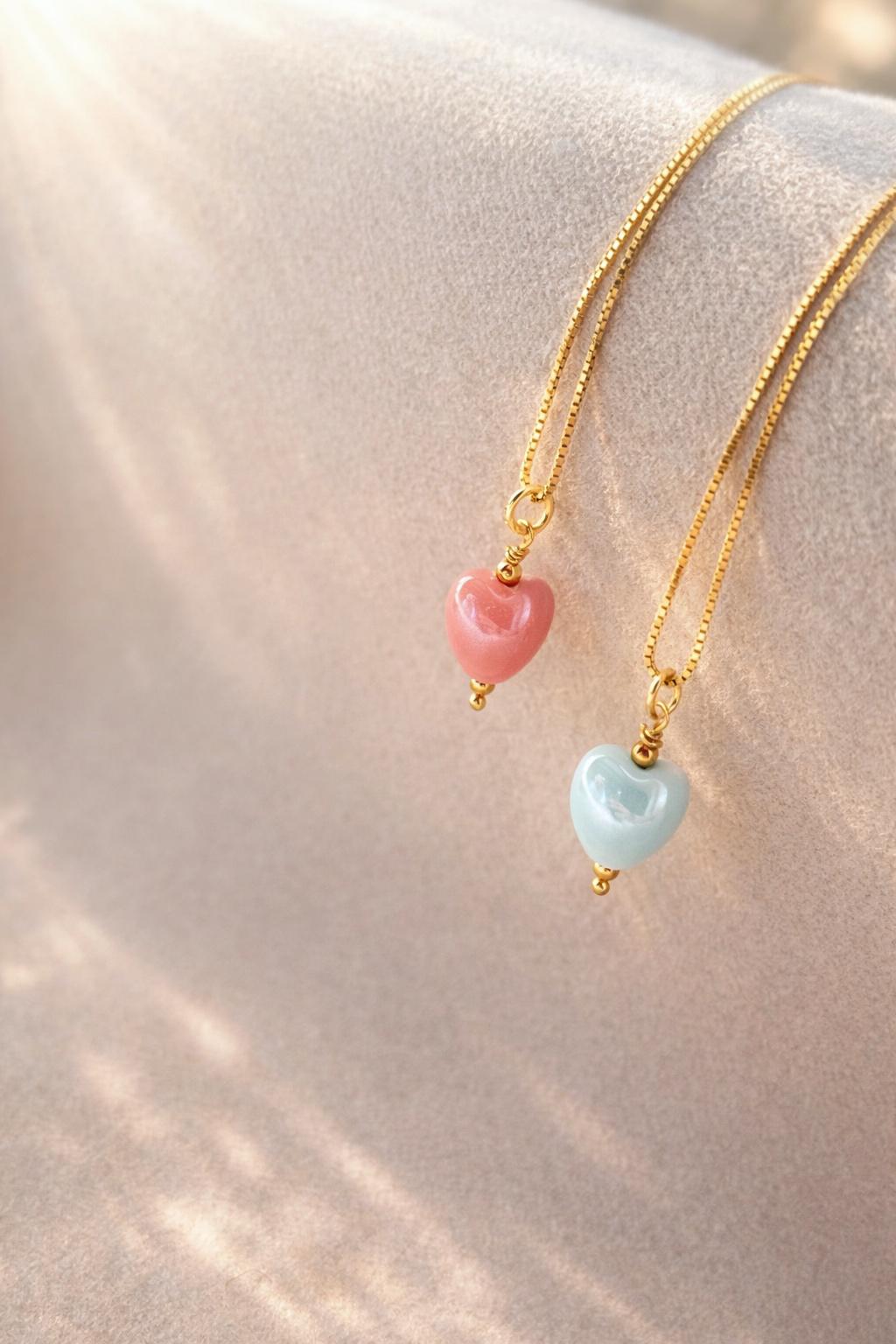 Collana cuore bombato smaltato