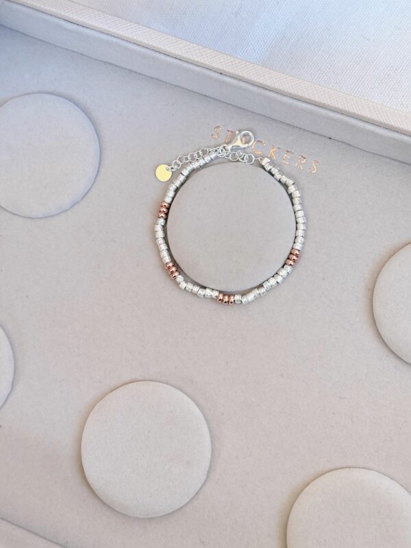 Bracciale rondelle martellate mix rondelle lisce oro rosa