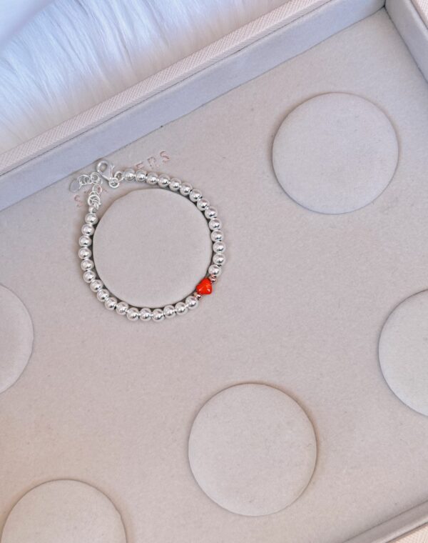 Bracciale sfere small cuore rosso